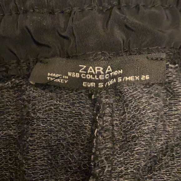 ZARA heather black draw string jogger pants with front zip pockets size S - Picture 5 of 5
